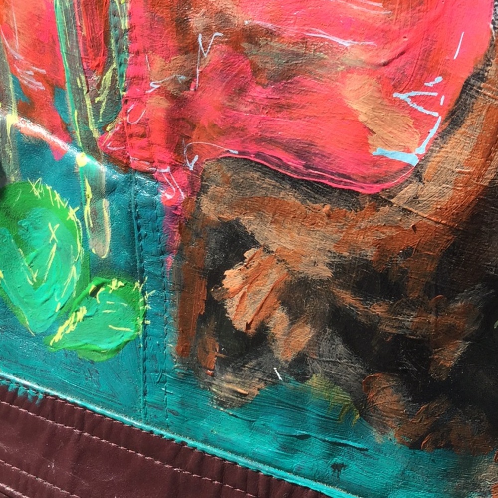 Artisan leather blazer jacket Coachella boho festival cowgirl rodeo rock concert - Picture 6 of 11